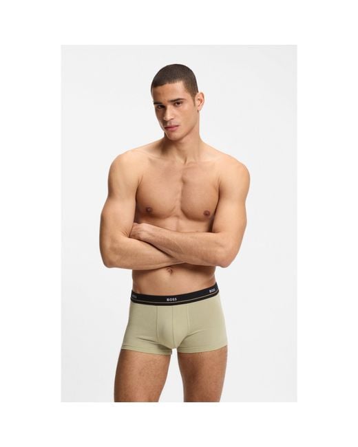 Boss Black Five-Pack Of Stretch-Cotton Trunks With Logo Waistbands for men