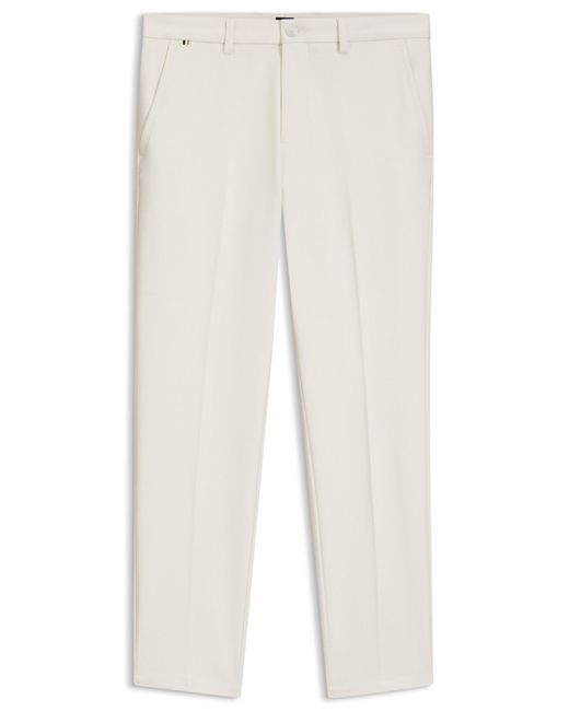 Boss Slim-Fit Broek Van Geborsteld Materiaal Met Visgraatpatroon in het White voor heren