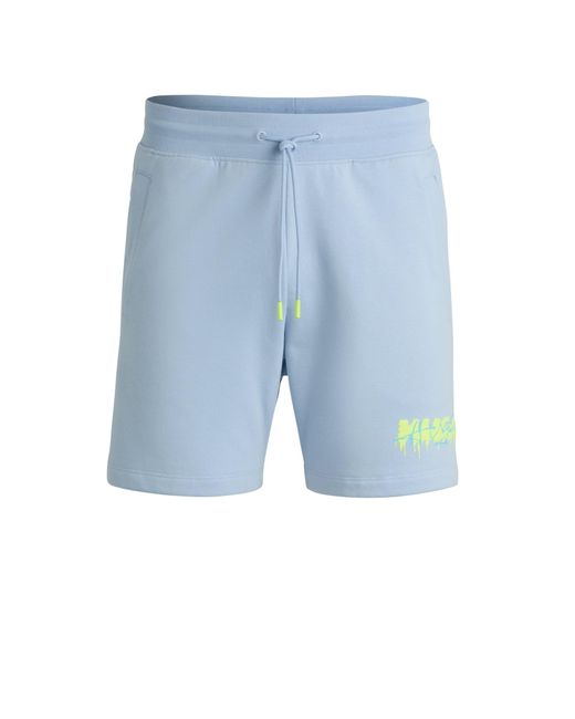 HUGO Blue Cotton-terry Shorts With New-season Logo for men
