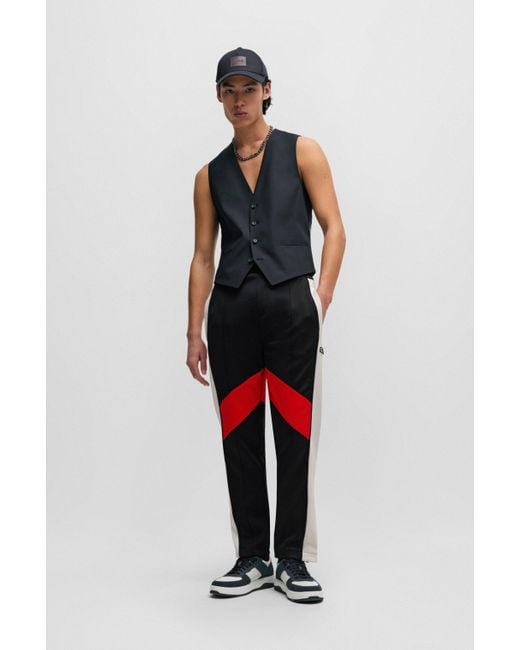 HUGO Relaxed-Fit Jogginghose im Colour-Block-Design in Black für Herren