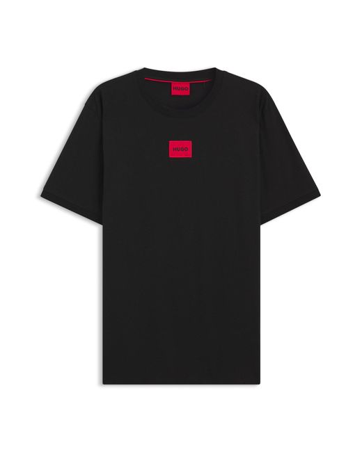 HUGO T-Shirt Van Katoenen Jersey Met Logolabel in het Black voor heren