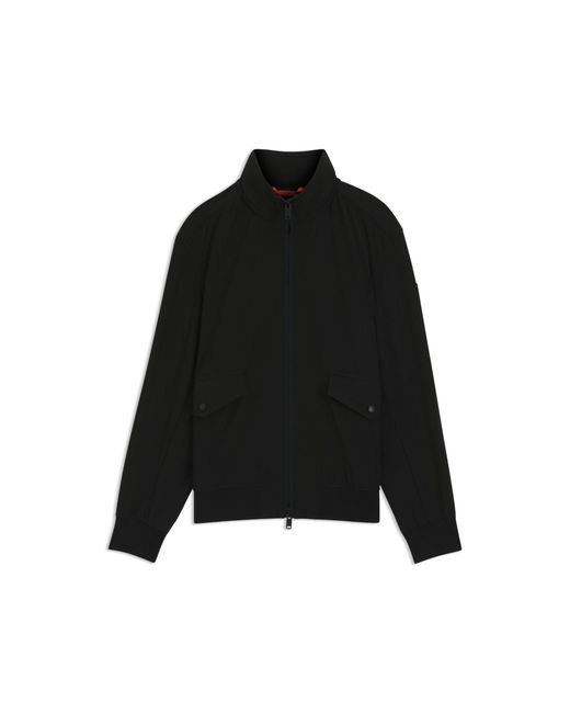 Boss Black Water-Repellent Aviator-Style Bomber Jacket With Packable Hood for men