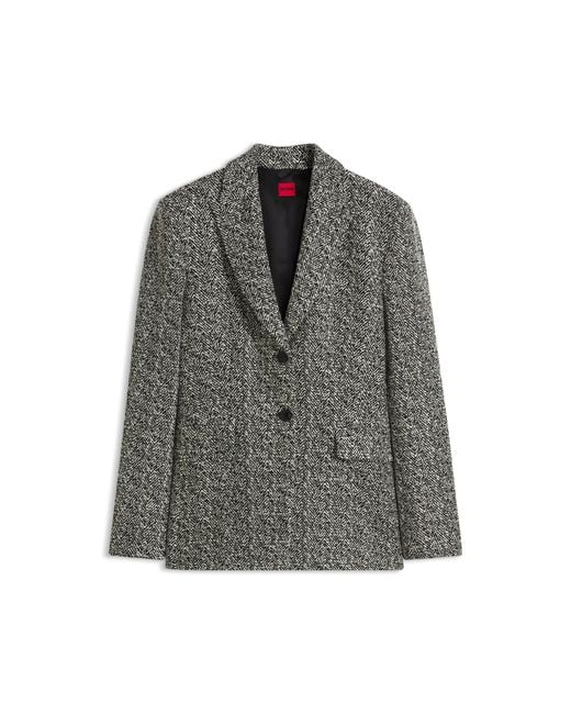 HUGO Gray Regular-Fit Blazer With Herringbone Pattern