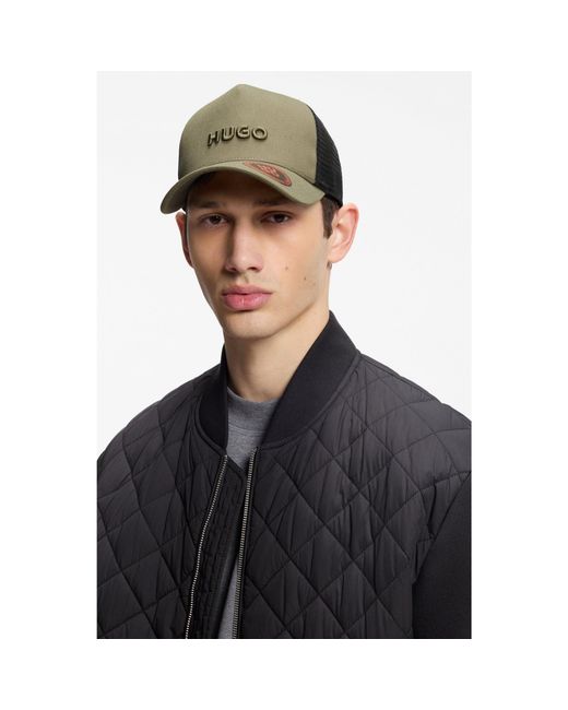 HUGO Green Cotton-Twill Cap With Mesh Panels for men