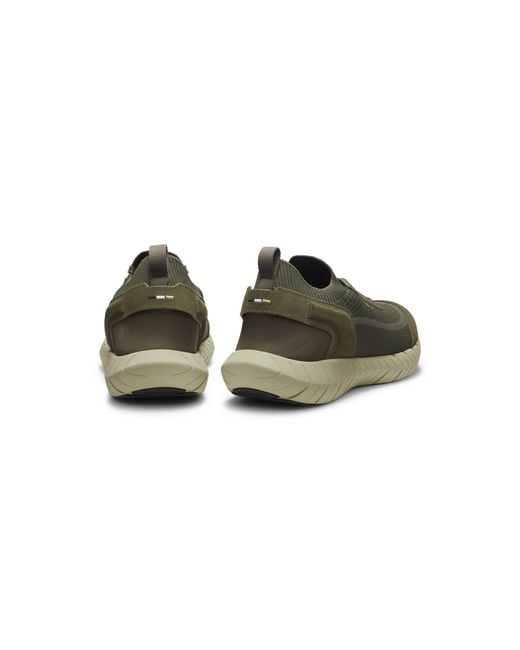 Boss Green Lace-Up Suede Trainers With A Knit Sock for men