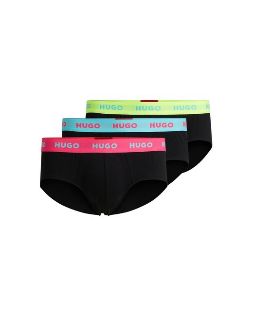 HUGO Green Three-pack Of Logo-waistband Briefs In Stretch Cotton for men