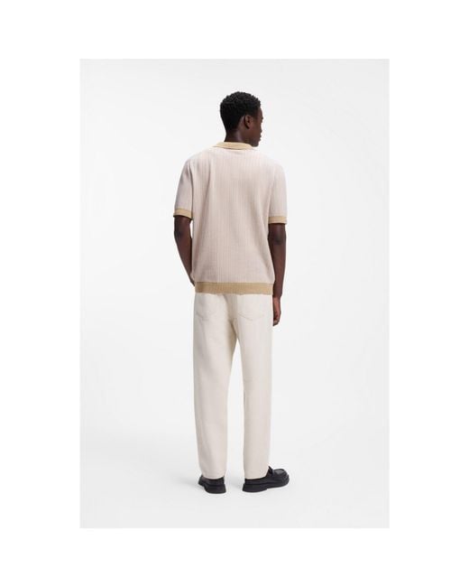 HUGO Pink Johhny-Collar Sweater for men