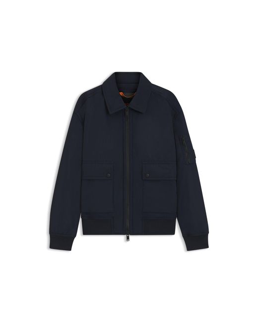 Boss Blue Water-Repellent Bomber Jacket With Detachable Liner for men