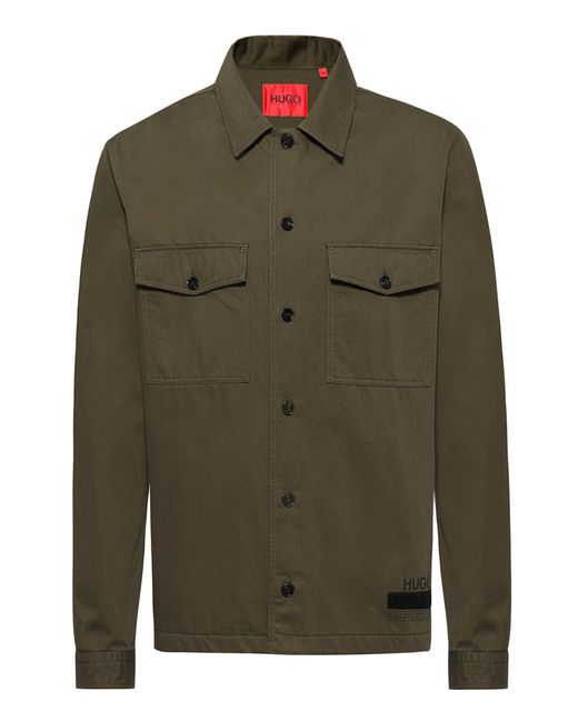 BOSS by Hugo Boss Green Oversized-fit Shirt In Cotton Twill With Manifesto Logo for men