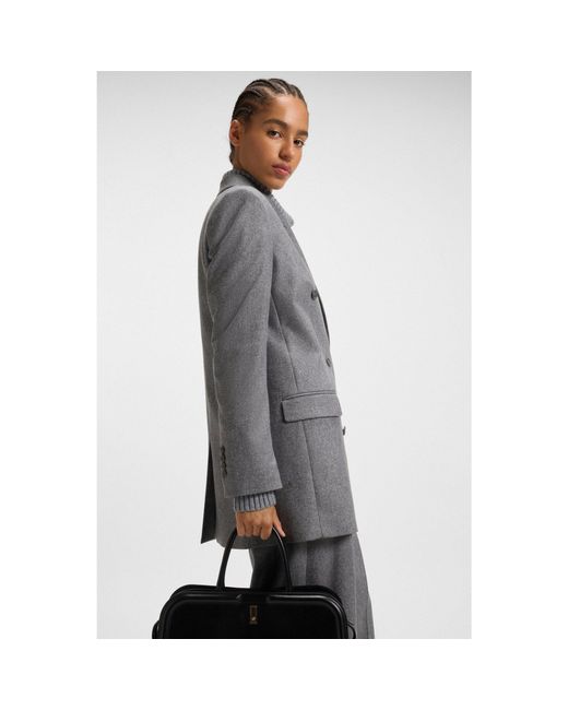 Boss Gray Regular-Fit Long-Length Blazer