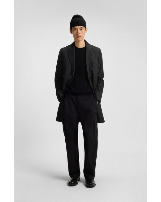 HUGO Regular-Fit Mantel Aus Cavalry-Twill in Black für Herren