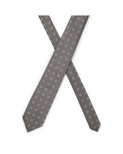 Boss Gray Jacquard-Pattern Tie for men