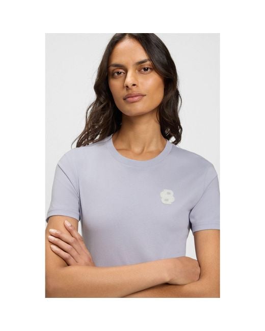 Boss Purple Equestrian Stretch-Cotton T-Shirt With Double B Monogram