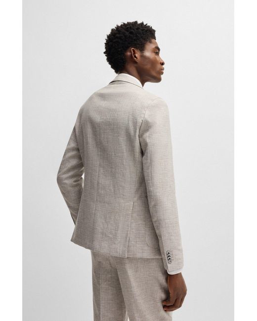 Boss Slim-Fit Sakko Aus Fein Gemustertem Gewebe in Gray für Herren