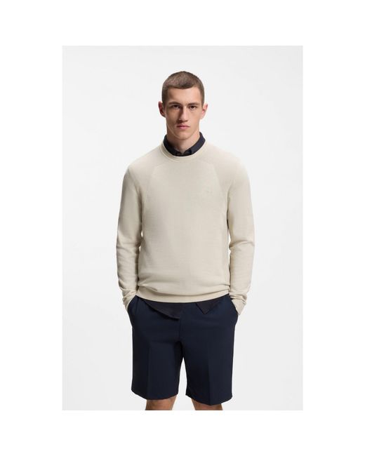 Boss Natural Cotton-Blend Sweater With Bodymapping Structure for men