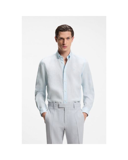 Boss Blue Regular-Fit Button-Down Shirt for men