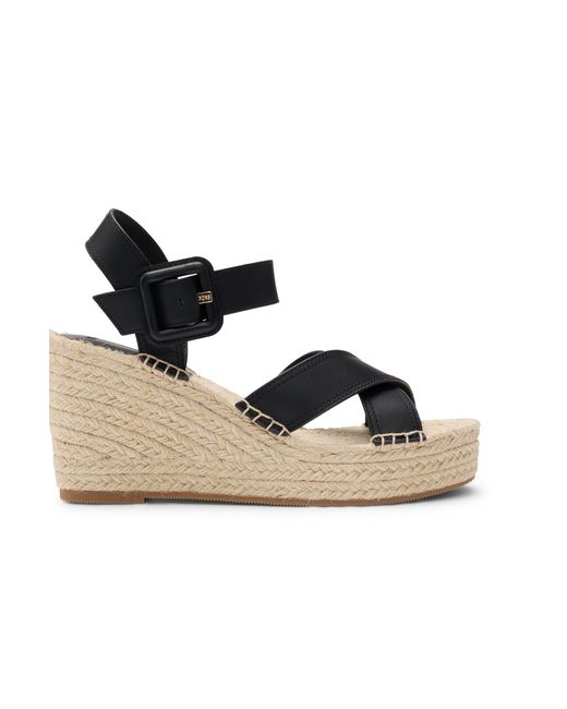 Boss Espadrilles Met Sleehak En Leren Riempjes in het Black