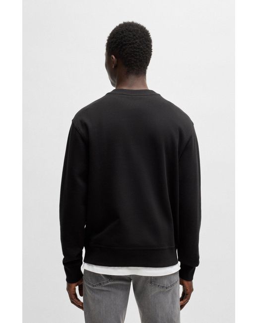 Boss Relaxed-Fit Sweatshirt Aus Baumwoll-Terry Mit Kontrast-Logo in Black für Herren