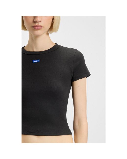 HUGO Black Slim-Fit Cropped T-Shirt