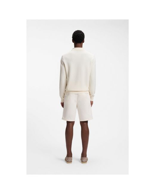 Boss Natural Knitted-Cotton Sweater With Johnny Collar for men