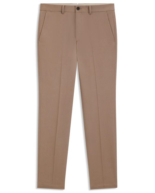 Boss Slim-Fit Broek Van Katoen En Kasjmier Met Stretch in het Natural voor heren