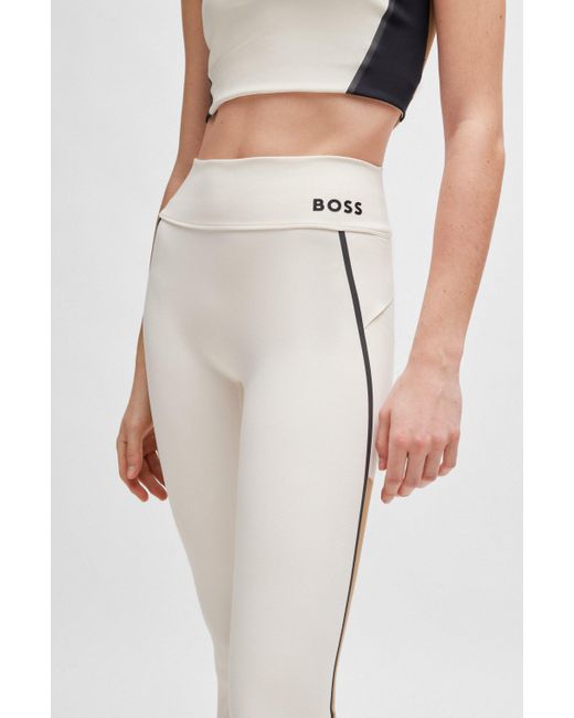 Boss Slim-fit legging Met Zijstrepen En Logodetail in het White