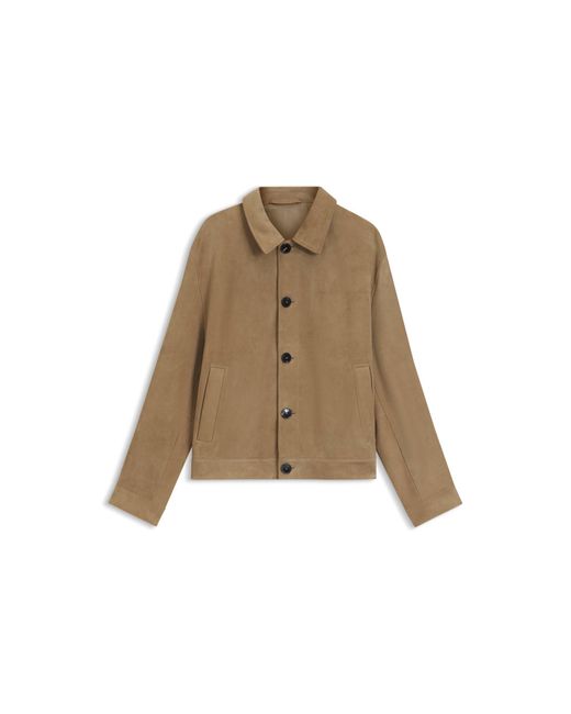 HUGO Natural Suede Jacket With Stitched Breast-Pocket Detail for men