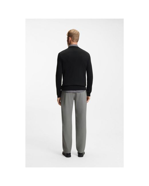 Boss Black Knitted-Cotton Sweater With Embroidered Logo for men