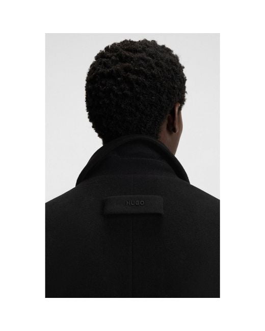 HUGO Black Double-Breasted Coat for men