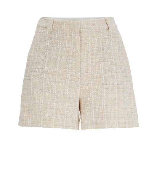 Boss Natural Relaxed-fit Tweed Shorts With Belt Loops