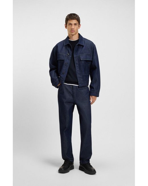 HUGO Trui Van Katoen Met Rood Logolabel in het Blue voor heren