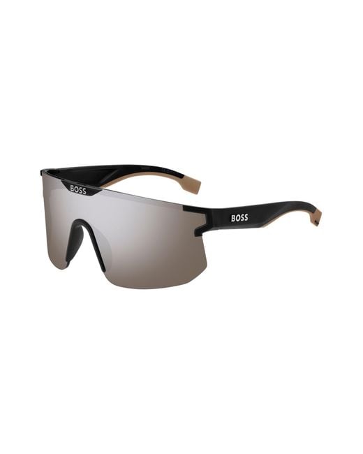 Boss Black Mask-style Sunglasses With Branded Temples And Bridge for men