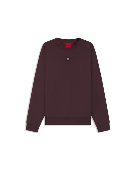 HUGO Red Cotton-Blend Sweatshirt With Stacked-Logo Badge for men