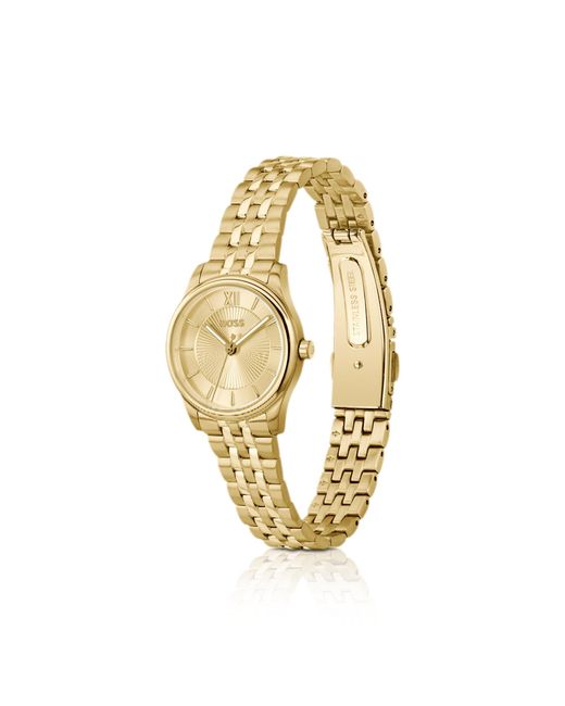 Boss Metallic Graceful-Tone Watch With Sunburst-Patterned Dial