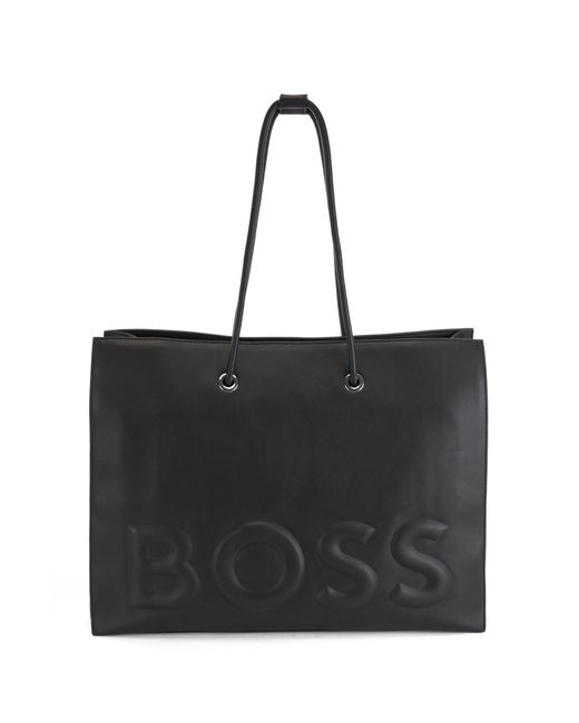 BOSS by HUGO BOSS Fauxleather Tote Bag With Raised Logo in Black Lyst UK