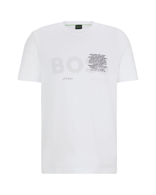 Boss Regular-Fit T-Shirt aus Baumwoll-Jersey mit Signature-Artwork in White für Herren