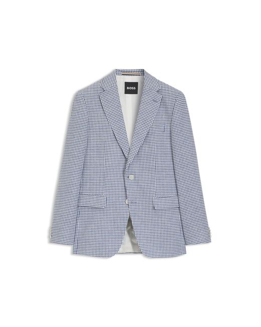 Boss Blue Slim-Fit Blazer With Pepita Houndstooth Pattern for men