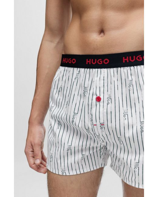 Lot de trois boxers en coton avec taille logotée HUGO pour homme en coloris Black