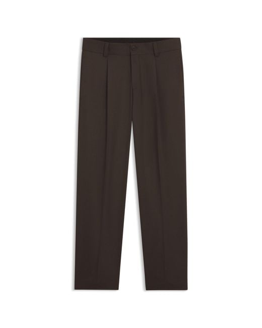 HUGO Black Modern-Fit Stretch-Twill Formal Trousers for men