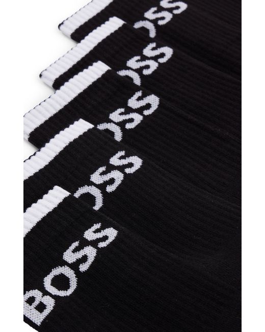 Lot de six paires de chaussettes courtes côtelées en coton mélangé Boss pour homme en coloris Black