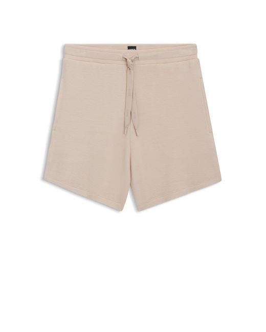 Boss Short Van Stretchmodal Met Ottomanstructuur En Logokoord in het Natural