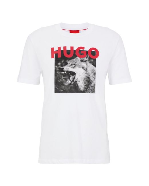 BOSS by HUGO BOSS Cottonjersey Tshirt With Wolf Print And Logo in