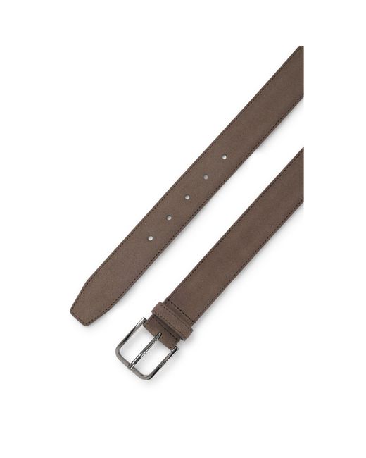 Boss Brown Leather Business Belt With Polished Gunmetal Buckle for men