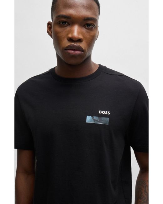 Boss Black T-shirt With Skate Artwork Front And Back for men