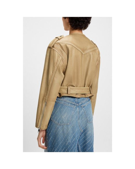 Boss Natural Cropped Biker Jacket