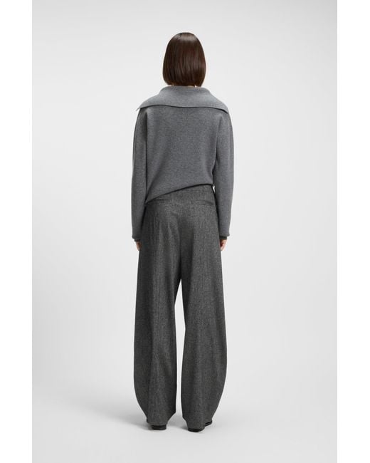 Boss Oversized-Fit Broek Van Stretchmateriaal Met Structuur in het Gray