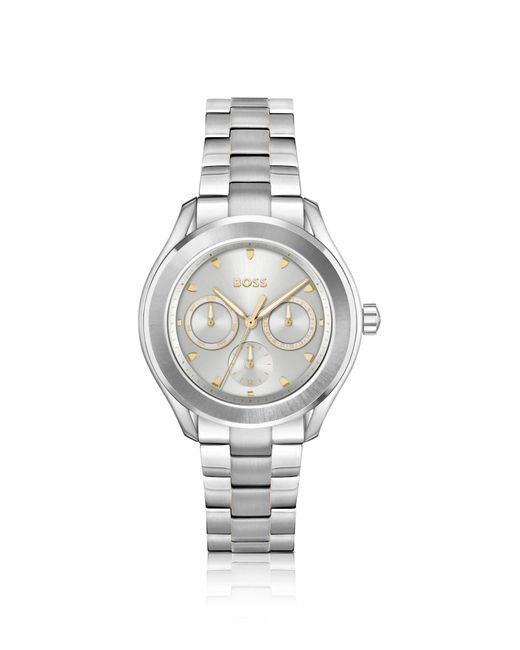 Boss White Uhr Mit Gliederarmband Und Grauem Zifferblatt
