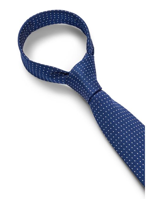 Boss Blue Silk-blend Tie With Jacquard Dot Pattern for men