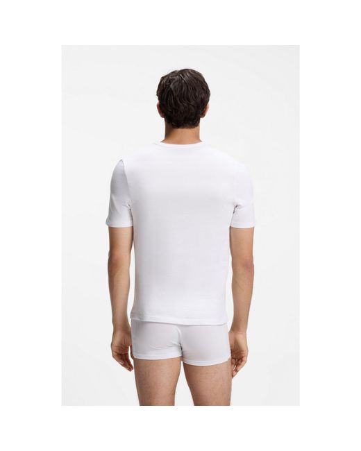 Boss White Three-Pack Of V-Neck Underwear T-Shirts for men