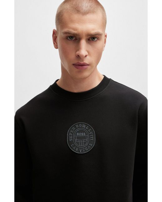 Boss X Nfl-sweatshirt Van Een Katoenmix Met Metallic Print in het Black voor heren